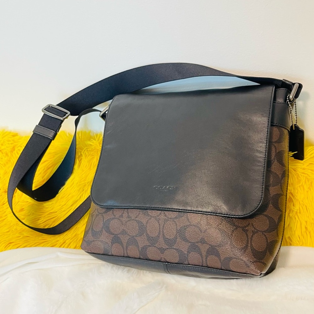 Coach Two-Tone Black and Brown Messenger Bag - Picture 8 of 14